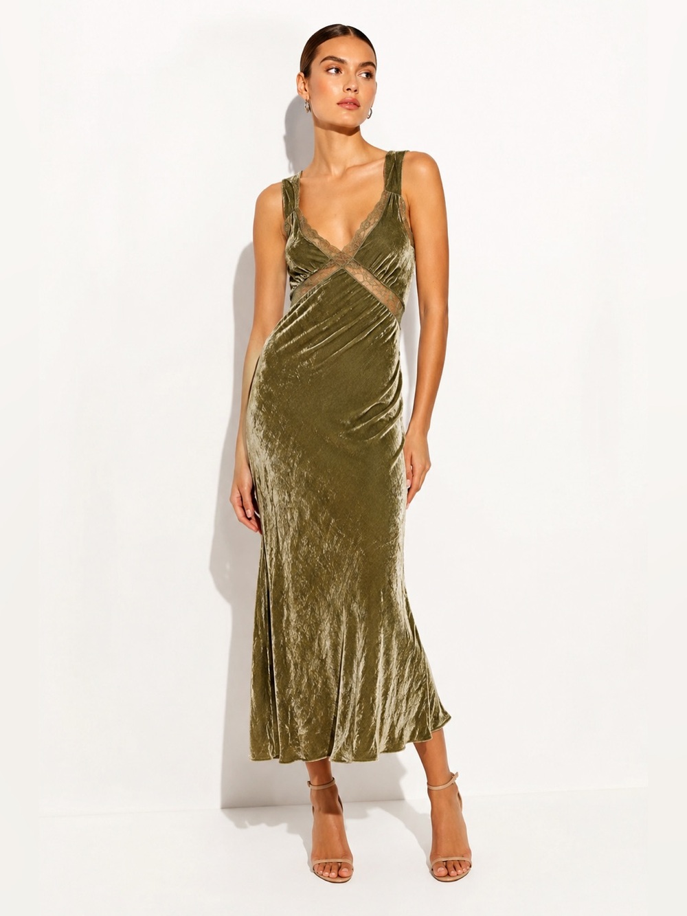 Reformation Lorenzo Sage Velvet Lace Maxi Dress Size S NEW